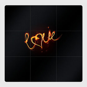 Магнитный плакат 3Х3 с принтом Огненная любовь в Екатеринбурге, Полимерный материал с магнитным слоем | 9 деталей размером 9*9 см | Тематика изображения на принте: любовь | огненная надпись | позитив. | романтика | сердце | я люблю