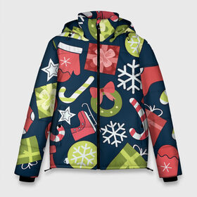 Мужская зимняя куртка 3D с принтом Новогоднее Настроение в Екатеринбурге, верх — 100% полиэстер; подкладка — 100% полиэстер; утеплитель — 100% полиэстер | длина ниже бедра, свободный силуэт Оверсайз. Есть воротник-стойка, отстегивающийся капюшон и ветрозащитная планка. 

Боковые карманы с листочкой на кнопках и внутренний карман на молнии. | 