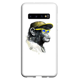 Чехол для Samsung Galaxy S10 с принтом Mr Ape в Екатеринбурге, Силикон | Область печати: задняя сторона чехла, без боковых панелей | ape | monkey | жёлтые очки
