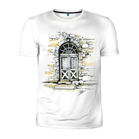 Мужская футболка 3D спортивная с принтом Старая дверь в Екатеринбурге, 100% полиэстер с улучшенными характеристиками | приталенный силуэт, круглая горловина, широкие плечи, сужается к линии бедра | акварель | графика | старая дверь