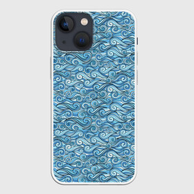 Чехол для iPhone 13 mini с принтом Море волнуется в Екатеринбурге,  |  | foam | gradient | ocean | pattern | sea | water | waves | вода | волны | градиент | море | океан | пена | узор