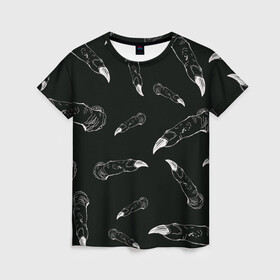 Женская футболка 3D с принтом Jujutsi Kaisen Sukuna - Пальцы в Екатеринбурге, 100% полиэфир ( синтетическое хлопкоподобное полотно) | прямой крой, круглый вырез горловины, длина до линии бедер | fingers | sukuna | аниме | магическая битва | манга | пальцы | сукуна | черный