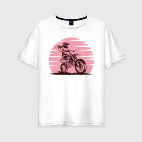 Женская футболка хлопок Oversize с принтом Мотоциклист в Екатеринбурге, 100% хлопок | свободный крой, круглый ворот, спущенный рукав, длина до линии бедер
 | 
