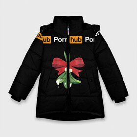 Зимняя куртка для девочек 3D с принтом XXXMAS (PornHub) в Екатеринбурге, ткань верха — 100% полиэстер; подклад — 100% полиэстер, утеплитель — 100% полиэстер. | длина ниже бедра, удлиненная спинка, воротник стойка и отстегивающийся капюшон. Есть боковые карманы с листочкой на кнопках, утяжки по низу изделия и внутренний карман на молнии. 

Предусмотрены светоотражающий принт на спинке, радужный светоотражающий элемент на пуллере молнии и на резинке для утяжки. | Тематика изображения на принте: brazzers | christmas | marry | new | santa | snow | winter | xmas | xxxmas | year | год | дед | мороз | новый | пронохаб | снег