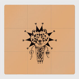 Магнитный плакат 3Х3 с принтом Медведь татем в Екатеринбурге, Полимерный материал с магнитным слоем | 9 деталей размером 9*9 см | амулет | знак | медведь | символика | талисман | татем | татуировки. | язычество
