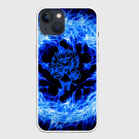 Чехол для iPhone 13 с принтом Лев в синем пламени в Екатеринбурге,  |  | lion | лев | огонь | пламя | синий