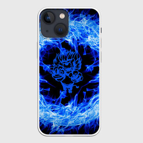 Чехол для iPhone 13 mini с принтом Лев в синем пламени в Екатеринбурге,  |  | lion | лев | огонь | пламя | синий