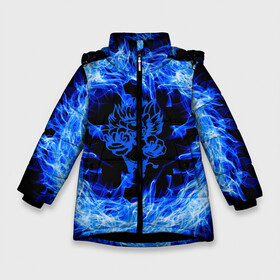 Зимняя куртка для девочек 3D с принтом Лев в синем пламени в Екатеринбурге, ткань верха — 100% полиэстер; подклад — 100% полиэстер, утеплитель — 100% полиэстер. | длина ниже бедра, удлиненная спинка, воротник стойка и отстегивающийся капюшон. Есть боковые карманы с листочкой на кнопках, утяжки по низу изделия и внутренний карман на молнии. 

Предусмотрены светоотражающий принт на спинке, радужный светоотражающий элемент на пуллере молнии и на резинке для утяжки. | lion | лев | огонь | пламя | синий