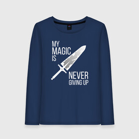 Женский лонгслив хлопок с принтом My magic is never giving up в Екатеринбурге, 100% хлопок |  | anime | asta | black clover | demon | magic | yuno | аниме | аниме черный клевер | анимэ | аста | демон | клевер | магия | черный клевер | юно