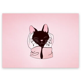 Поздравительная открытка с принтом Любовь в Екатеринбурге, 100% бумага | плотность бумаги 280 г/м2, матовая, на обратной стороне линовка и место для марки
 | Тематика изображения на принте: cat | cats | heart | i | love | night | sleep | вечер | жарко | зима | кот | котенок | котик | котэ | котяра | котята | кошка | люблю | любовь | нежное | нежный | ночь | сердечко | сердце | сон | спать | тепло | холод | холодно | я