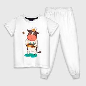 Детская пижама хлопок с принтом Счастливый бык в Екатеринбурге, 100% хлопок |  брюки и футболка прямого кроя, без карманов, на брюках мягкая резинка на поясе и по низу штанин
 | 