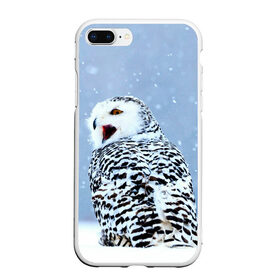 Чехол для iPhone 7Plus/8 Plus матовый с принтом Зимняя птица в Екатеринбурге, Силикон | Область печати: задняя сторона чехла, без боковых панелей | животные | звери | зима | зимний | зимняя | лес | природа | птица | сова