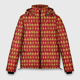 Мужская зимняя куртка 3D с принтом Рождественское печенье в Екатеринбурге, верх — 100% полиэстер; подкладка — 100% полиэстер; утеплитель — 100% полиэстер | длина ниже бедра, свободный силуэт Оверсайз. Есть воротник-стойка, отстегивающийся капюшон и ветрозащитная планка. 

Боковые карманы с листочкой на кнопках и внутренний карман на молнии. | 
