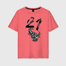 Женская футболка хлопок Oversize с принтом Год быка в Екатеринбурге, 100% хлопок | свободный крой, круглый ворот, спущенный рукав, длина до линии бедер
 | 