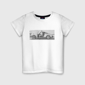 Детская футболка хлопок с принтом Porshe в Екатеринбурге, 100% хлопок | круглый вырез горловины, полуприлегающий силуэт, длина до линии бедер | 911 | porshe | гоночный автомобиль | девушка и авто | немецкий автомобиль | порш