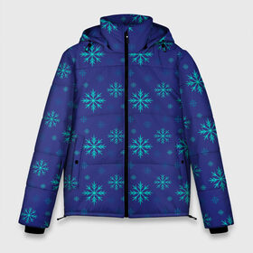 Мужская зимняя куртка 3D с принтом Мятные снежинки в Екатеринбурге, верх — 100% полиэстер; подкладка — 100% полиэстер; утеплитель — 100% полиэстер | длина ниже бедра, свободный силуэт Оверсайз. Есть воротник-стойка, отстегивающийся капюшон и ветрозащитная планка. 

Боковые карманы с листочкой на кнопках и внутренний карман на молнии. | зима | новый год | погода | природа | снег | снежинки | холод