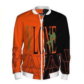 Мужской бомбер 3D с принтом V lone orange dark logo в Екатеринбурге, 100% полиэстер | застегивается на молнию, по бокам два кармана без застежек, по низу бомбера и на воротнике - эластичная резинка | Тематика изображения на принте: fashion | lone | orange | rap | top | v lone | аниме
