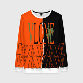 Женский свитшот 3D с принтом V lone orange dark logo в Екатеринбурге, 100% полиэстер с мягким внутренним слоем | круглый вырез горловины, мягкая резинка на манжетах и поясе, свободная посадка по фигуре | fashion | lone | orange | rap | top | v lone | аниме