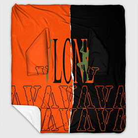 Плед с рукавами с принтом V lone orange dark logo в Екатеринбурге, 100% полиэстер | Закругленные углы, все края обработаны. Ткань не мнется и не растягивается. Размер 170*145 | Тематика изображения на принте: fashion | lone | orange | rap | top | v lone | аниме