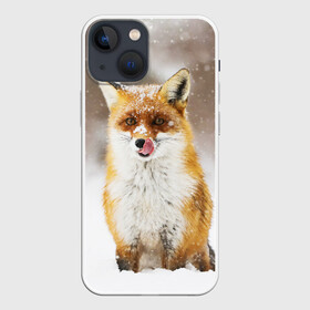 Чехол для iPhone 13 mini с принтом Лиса в Екатеринбурге,  |  | animal | fox | foxy | snow | winter | животное | животные | звери | зверь | зима | лиса | лисица | мороз | рыжая | снег | снежинка