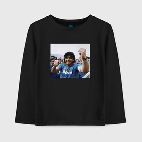 Детский лонгслив хлопок с принтом Diego Maradona в Екатеринбурге, 100% хлопок | круглый вырез горловины, полуприлегающий силуэт, длина до линии бедер | diego | maradona | maradonna | napoli | бога | диего | марадона | марадонна | наполи | ретро | рука | форма | футбол