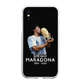 Чехол для iPhone XS Max матовый с принтом Diego Maradona в Екатеринбурге, Силикон | Область печати: задняя сторона чехла, без боковых панелей | Тематика изображения на принте: 10 | 1960 | 2020 | argentina | barcelona | diego | football | legend | leo | lionel | maradona | messi | retro | rip | soccer | аргентина | барселона | бога | диего | легенда | лионель | марадона | месси | мяч | ретро | рука | форма | футбол