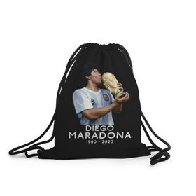 Рюкзак-мешок 3D с принтом Diego Maradona в Екатеринбурге, 100% полиэстер | плотность ткани — 200 г/м2, размер — 35 х 45 см; лямки — толстые шнурки, застежка на шнуровке, без карманов и подкладки | 10 | 1960 | 2020 | argentina | barcelona | diego | football | legend | leo | lionel | maradona | messi | retro | rip | soccer | аргентина | барселона | бога | диего | легенда | лионель | марадона | месси | мяч | ретро | рука | форма | футбол