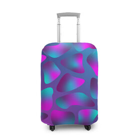 Чехол для чемодана 3D с принтом Неоновые капли в Екатеринбурге, 86% полиэфир, 14% спандекс | двустороннее нанесение принта, прорези для ручек и колес | neon | newschool | purple | rap | абстракция | бензин | капли | кислотный | неон | разводы | розовый | фиолетовый
