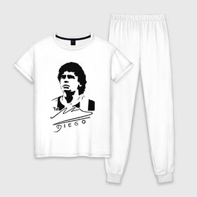 Женская пижама хлопок с принтом Diego Maradona в Екатеринбурге, 100% хлопок | брюки и футболка прямого кроя, без карманов, на брюках мягкая резинка на поясе и по низу штанин | 10 | 1960 | 2020 | argentina | barcelona | diego | football | legend | leo | lionel | maradona | messi | retro | rip | soccer | автограф | аргентина | барселона | бога | диего | легенда | лионель | марадона | месси | мяч | ретро | роспись | р