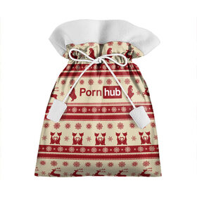 Подарочный 3D мешок с принтом Pornhub(Новый год) в Екатеринбурге, 100% полиэстер | Размер: 29*39 см | Тематика изображения на принте: год | новый | рождественскую коллекцию