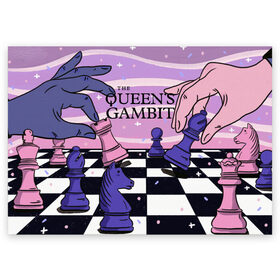 Поздравительная открытка с принтом The Queens Gambit в Екатеринбурге, 100% бумага | плотность бумаги 280 г/м2, матовая, на обратной стороне линовка и место для марки
 | beth harmon | chess | queens gambit | the queens gambit | аня тейлор джой | бет хармон | нетфликс | ход королевы | шахматы