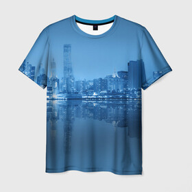 Мужская футболка 3D с принтом New York в Екатеринбурге, 100% полиэфир | прямой крой, круглый вырез горловины, длина до линии бедер | new york | архитектура | здания | мост | сша