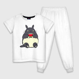 Детская пижама хлопок с принтом Тоторо и арбуз в Екатеринбурге, 100% хлопок |  брюки и футболка прямого кроя, без карманов, на брюках мягкая резинка на поясе и по низу штанин
 | 