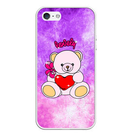 Чехол для iPhone 5/5S матовый с принтом Lovely bear в Екатеринбурге, Силикон | Область печати: задняя сторона чехла, без боковых панелей | bear | love is | teddy | богиня | валентина | влюбленный | девушке | дочь | жена | игрушка | лучшая | любимая | люблю | мама | марта | медведь | медведь с сердцем | медвежата | мишка тедди | плюшевые | подарок