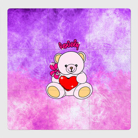 Магнитный плакат 3Х3 с принтом Lovely bear в Екатеринбурге, Полимерный материал с магнитным слоем | 9 деталей размером 9*9 см | bear | love is | teddy | богиня | валентина | влюбленный | девушке | дочь | жена | игрушка | лучшая | любимая | люблю | мама | марта | медведь | медведь с сердцем | медвежата | мишка тедди | плюшевые | подарок