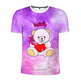 Мужская футболка 3D спортивная с принтом Lovely bear в Екатеринбурге, 100% полиэстер с улучшенными характеристиками | приталенный силуэт, круглая горловина, широкие плечи, сужается к линии бедра | bear | love is | teddy | богиня | валентина | влюбленный | девушке | дочь | жена | игрушка | лучшая | любимая | люблю | мама | марта | медведь | медведь с сердцем | медвежата | мишка тедди | плюшевые | подарок
