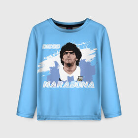 Детский лонгслив 3D с принтом Диего Марадона в Екатеринбурге, 100% полиэстер | длинные рукава, круглый вырез горловины, полуприлегающий силуэт
 | diego | diego armando maradona | maradona | аргентина | диего | король | легенда | марадона | нападающий | полузащитник | футбол | футболист