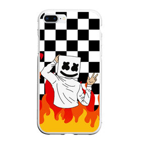 Чехол для iPhone 7Plus/8 Plus матовый с принтом MARSHMELLO в Екатеринбурге, Силикон | Область печати: задняя сторона чехла, без боковых панелей | fortnite | game. | marshmello | music | маршмелло | маршмело | музыка | фортнайт