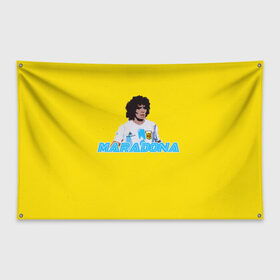 Флаг-баннер с принтом Диего Марадона в Екатеринбурге, 100% полиэстер | размер 67 х 109 см, плотность ткани — 95 г/м2; по краям флага есть четыре люверса для крепления | diego | diego armando maradona | maradona | аргентина | диего | король | легенда | марадона | нападающий | полузащитник | футбол | футболист