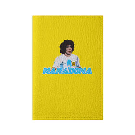 Обложка для паспорта матовая кожа с принтом Диего Марадона в Екатеринбурге, натуральная матовая кожа | размер 19,3 х 13,7 см; прозрачные пластиковые крепления | diego | diego armando maradona | maradona | аргентина | диего | король | легенда | марадона | нападающий | полузащитник | футбол | футболист