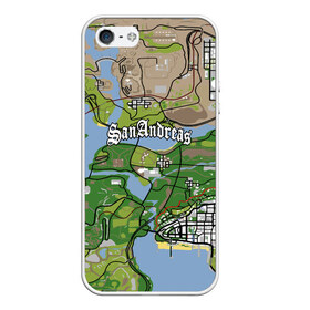 Чехол для iPhone 5/5S матовый с принтом GTA San Andreas map в Екатеринбурге, Силикон | Область печати: задняя сторона чехла, без боковых панелей | game | grand theft auto | gta san andreas | гта сан андреас | игра | карта | самп