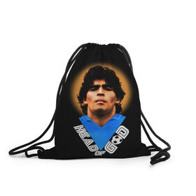 Рюкзак-мешок 3D с принтом Diego Maradona в Екатеринбурге, 100% полиэстер | плотность ткани — 200 г/м2, размер — 35 х 45 см; лямки — толстые шнурки, застежка на шнуровке, без карманов и подкладки | diego | diego armando maradona | legend | maradona | аргентина | диего | король | легенда | марадона | нападающий | полузащитник | футбол | футболист