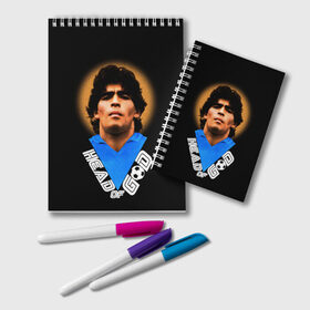 Блокнот с принтом Diego Maradona в Екатеринбурге, 100% бумага | 48 листов, плотность листов — 60 г/м2, плотность картонной обложки — 250 г/м2. Листы скреплены удобной пружинной спиралью. Цвет линий — светло-серый
 | Тематика изображения на принте: diego | diego armando maradona | legend | maradona | аргентина | диего | король | легенда | марадона | нападающий | полузащитник | футбол | футболист