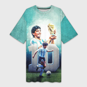 Платье-футболка 3D с принтом 10 number в Екатеринбурге,  |  | 10 номер | diego | football | maradona | maradonna | арегнтина | бога | диего | марадона | марадонна | ретро | рука | сборная аргентины | футбол | футболист