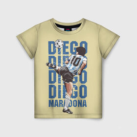 Детская футболка 3D с принтом Diego Diego в Екатеринбурге, 100% гипоаллергенный полиэфир | прямой крой, круглый вырез горловины, длина до линии бедер, чуть спущенное плечо, ткань немного тянется | 10 номер | diego | football | maradona | maradonna | арегнтина | бога | диего | марадона | марадонна | ретро | рука | сборная аргентины | футбол | футболист