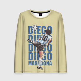 Женский лонгслив 3D с принтом Diego Diego в Екатеринбурге, 100% полиэстер | длинные рукава, круглый вырез горловины, полуприлегающий силуэт | 10 номер | diego | football | maradona | maradonna | арегнтина | бога | диего | марадона | марадонна | ретро | рука | сборная аргентины | футбол | футболист