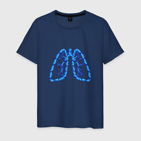 Мужская футболка хлопок с принтом Легкие в Екатеринбурге, 100% хлопок | прямой крой, круглый вырез горловины, длина до линии бедер, слегка спущенное плечо. | air | blue | breathe | lungs | organ | oxygen | wings | воздух | дышать | кислород | крылья | легкие | орган