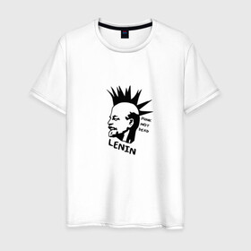 Мужская футболка хлопок с принтом Ленин - панк в Екатеринбурге, 100% хлопок | прямой крой, круглый вырез горловины, длина до линии бедер, слегка спущенное плечо. | punk | punk not dead | известная личность | история | ленин | панк | прикол | ретро | советский | ссср | юмор