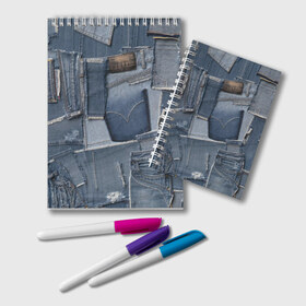 Блокнот с принтом Jeans life в Екатеринбурге, 100% бумага | 48 листов, плотность листов — 60 г/м2, плотность картонной обложки — 250 г/м2. Листы скреплены удобной пружинной спиралью. Цвет линий — светло-серый
 | Тематика изображения на принте: cool | fashion | hype | jeans | texture | vanguard | авангард | круто | мода | текстура | хайп