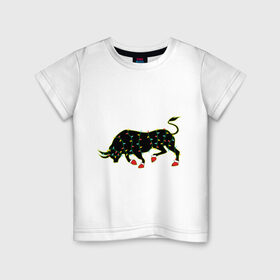 Детская футболка хлопок с принтом Bull silhouette and garland в Екатеринбурге, 100% хлопок | круглый вырез горловины, полуприлегающий силуэт, длина до линии бедер | 